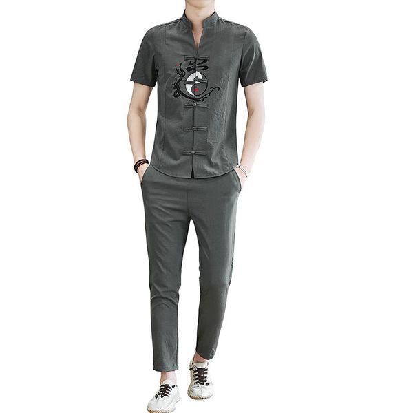 men's tracksuits -4xl large size embroidered short-sleeved shirt and drawstring ankle length pants 4 colors choose summer suit men xxx, Gray
men's tracksuits -4xl large size embroidered short-sleeved shirt and drawstring ankle length pants 4 colors choose summer suit men xxx, Gray