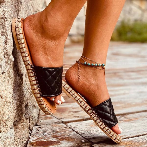 summer sandals women woven flats female casual peep toe shoes pu slip on leisure solid sewing footwear plus size 43 slippers, Black
summer sandals women woven flats female casual peep toe shoes pu slip on leisure solid sewing footwear plus size 43 slippers, Black