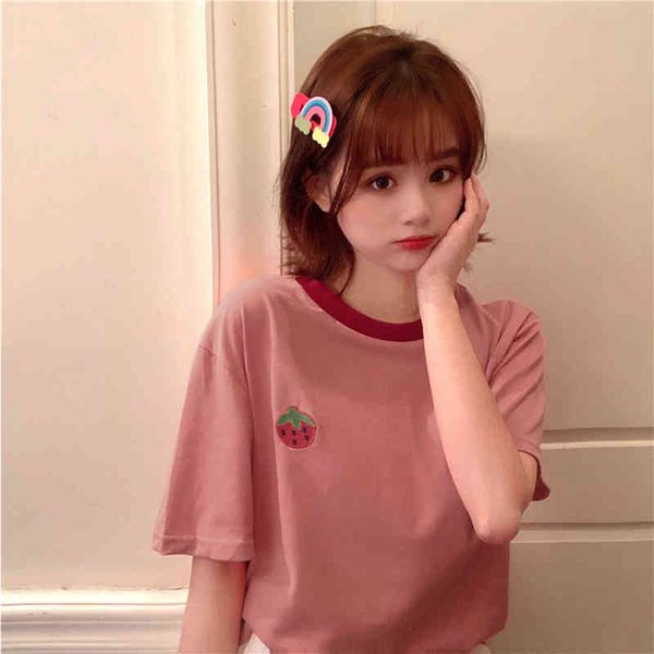 strawberry embroidered causal loose patckwork short sleeve vintage street arrival women t-shirt 210522, White
strawberry embroidered causal loose patckwork short sleeve vintage street arrival women t-shirt 210522, White