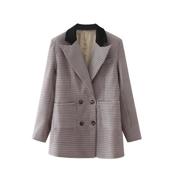 women's suits & blazers mesttraf women 2021 fashion double breasted plaid color block blazer retro long sleeve patch pocket outerwear s, White;black
women's suits & blazers mesttraf women 2021 fashion double breasted plaid color block blazer retro long sleeve patch pocket outerwear s, White;black