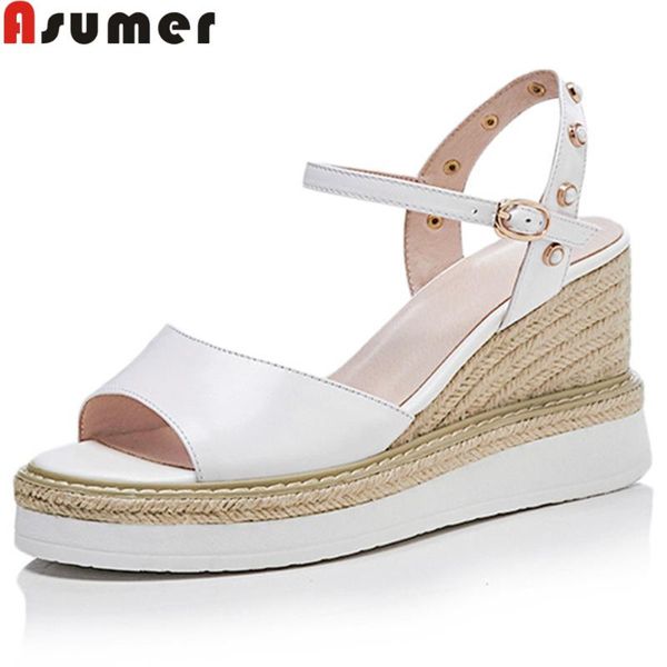 fashion summer arrival shoes woman peep toe buckle platform wedges elegant sandals women genuine leather dress, Black
fashion summer arrival shoes woman peep toe buckle platform wedges elegant sandals women genuine leather dress, Black