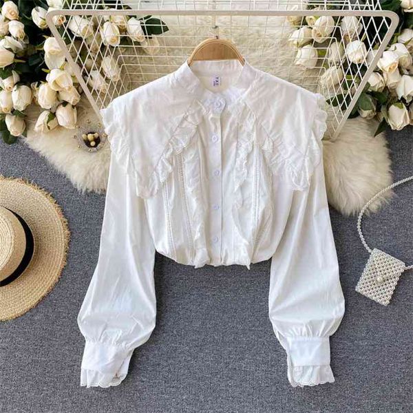 spring and autumn french retro blouse female wood ear navy collar puff sleeve loose thin blusa all-match shirt c541 210506, White
spring and autumn french retro blouse female wood ear navy collar puff sleeve loose thin blusa all-match shirt c541 210506, White