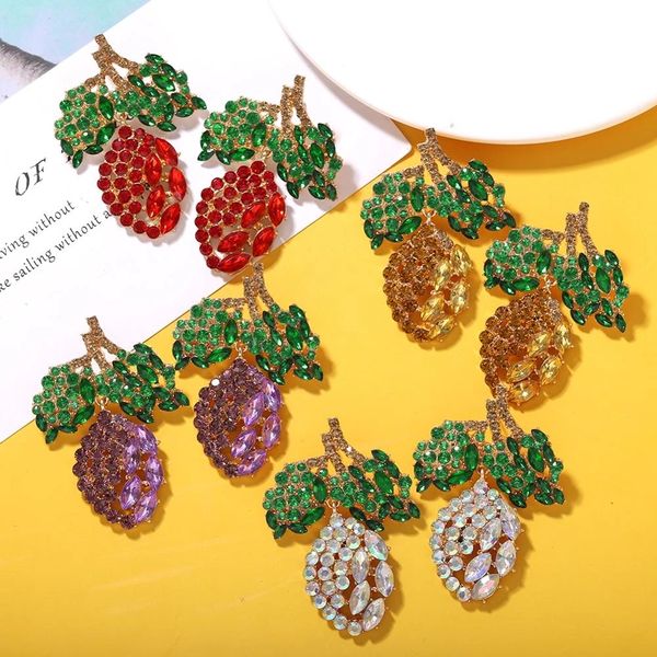 trendy cute full rhinestone fruit drop earring for women 4 colors crystal statement dangle earrings bohemian jewelry, Silver
trendy cute full rhinestone fruit drop earring for women 4 colors crystal statement dangle earrings bohemian jewelry, Silver