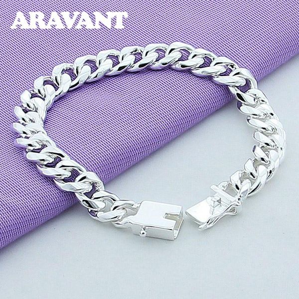 link, chain 925 silver jewelry bracelets fashion 10mm sideways square buckle bracelet for women men party, Black
link, chain 925 silver jewelry bracelets fashion 10mm sideways square buckle bracelet for women men party, Black