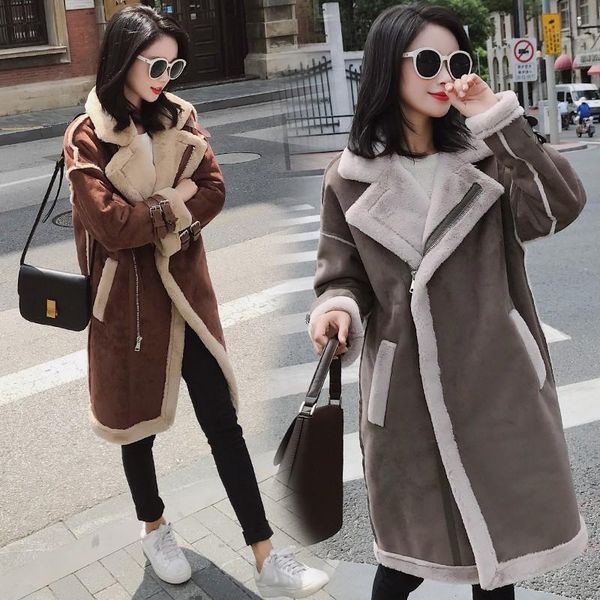 women's jackets 2021 winter women faux lambs wool outerwear female long thick warm shearling coats zipper suede leather, Black;brown
women's jackets 2021 winter women faux lambs wool outerwear female long thick warm shearling coats zipper suede leather, Black;brown