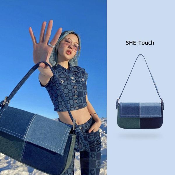 evening bags baguette square shoulder bag in denim patchwork for women, vintage fashion small handbag 2021 autumn arrival, y2k female
evening bags baguette square shoulder bag in denim patchwork for women, vintage fashion small handbag 2021 autumn arrival, y2k female