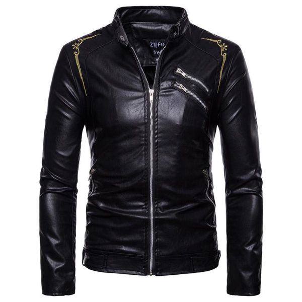 men's fur & faux pu jackets autumn embroidery motorcycle leather zip jacket men thick clothes bomber coats, Black
men's fur & faux pu jackets autumn embroidery motorcycle leather zip jacket men thick clothes bomber coats, Black