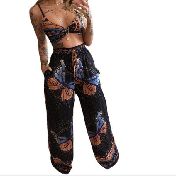 women's two piece pants women fashion casual v-neck halter sleeveless butterfly summer printed boho + loose trousers two-piece suit, White
women's two piece pants women fashion casual v-neck halter sleeveless butterfly summer printed boho + loose trousers two-piece suit, White