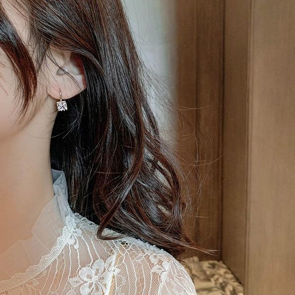 stud ins style simple luxurious square zircon black white crystal stone for women wedding party luxury rings jewelry, Golden;silver