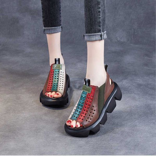 sandals retro first layer cowhide thick-soled hollow single shoe hole ethnic style women's shoes wedge leather summer, Black
sandals retro first layer cowhide thick-soled hollow single shoe hole ethnic style women's shoes wedge leather summer, Black