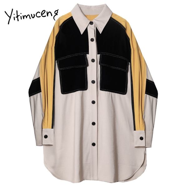yitimuceng pockets patchwork blouse women button up shirts loose spring turn-down collar long sleeve office lady 210601, White
yitimuceng pockets patchwork blouse women button up shirts loose spring turn-down collar long sleeve office lady 210601, White