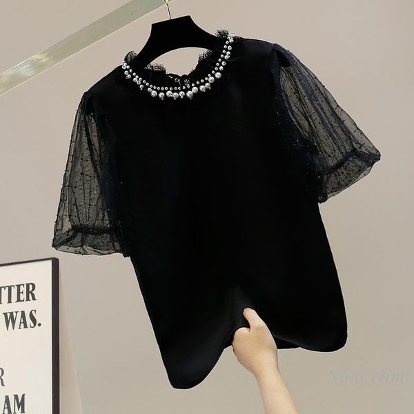 women's blouses & shirts beaded mesh lace ruffled collar femme lantern sleeve pullover shirt elegant lady chic blusas mujer summer 2021, White
women's blouses & shirts beaded mesh lace ruffled collar femme lantern sleeve pullover shirt elegant lady chic blusas mujer summer 2021, White