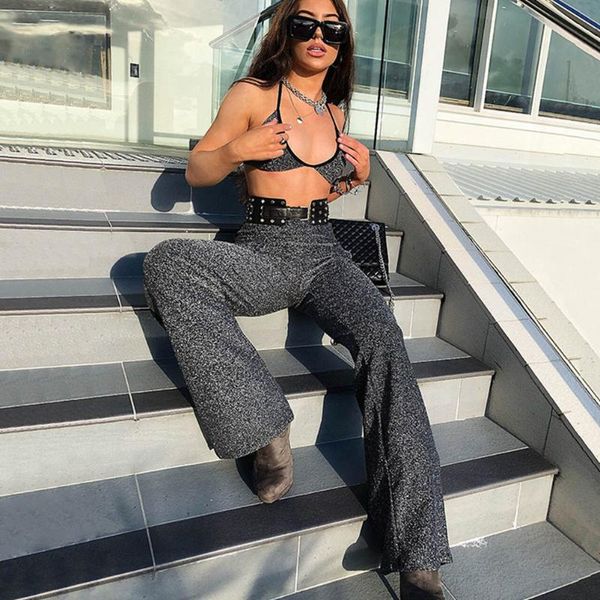 women's pants & capris women flare bright silk ribbon high waist stitching wide leg casual shiny party reflective zipper, Black;white
women's pants & capris women flare bright silk ribbon high waist stitching wide leg casual shiny party reflective zipper, Black;white
