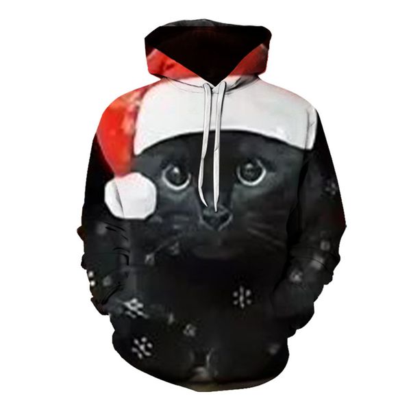 Men's Christmas black cat pattern 3D printing long-sleeved hoodie clothes, White;black
Men's Christmas black cat pattern 3D printing long-sleeved hoodie clothes, White;black