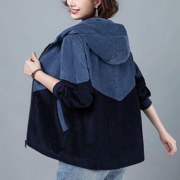 women's down & parkas vintage short jacket womens clothing spring autumn coats 2022 korean loose hooded corduroy outerwear d710, Black
women's down & parkas vintage short jacket womens clothing spring autumn coats 2022 korean loose hooded corduroy outerwear d710, Black