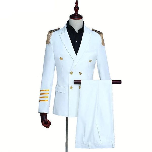 men's suits & blazers skinny captain veteran uniform men groom wedding white navy blue suit blazer slim fit double breasted jacket, White;black
men's suits & blazers skinny captain veteran uniform men groom wedding white navy blue suit blazer slim fit double breasted jacket, White;black