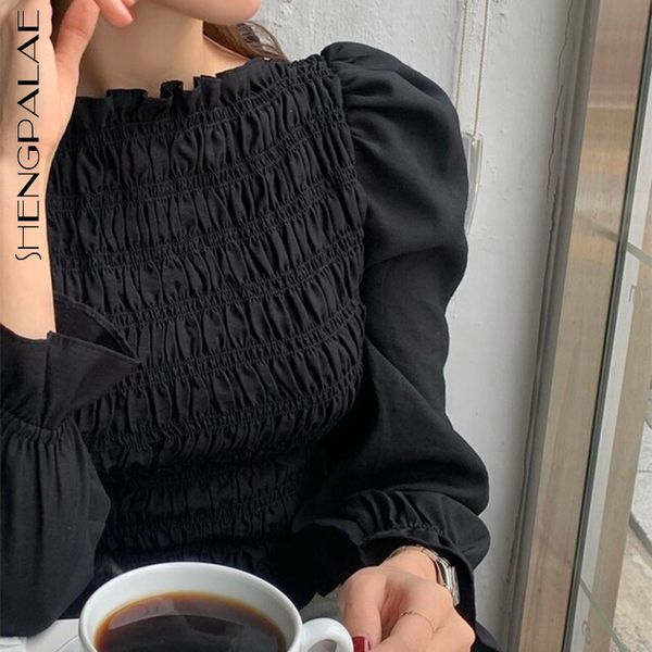 women's blouses & shirts elegant blouse stand collar wooden ear edge pleated waist design slim fit flared sleeve shirt 5a1309 9vun, White
women's blouses & shirts elegant blouse stand collar wooden ear edge pleated waist design slim fit flared sleeve shirt 5a1309 9vun, White