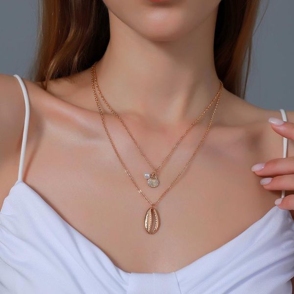chains fashion shells, retro simple multi-layered necklaces, thin + pendant chains, women's jewelry gifts, Silver
chains fashion shells, retro simple multi-layered necklaces, thin + pendant chains, women's jewelry gifts, Silver