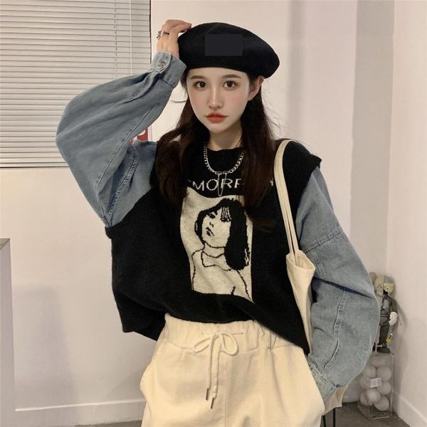 women's hoodies & sweatshirts fashion autumn winter women knitted denim long sleeve pullover round neck loose jumper warm pull female p, Black
women's hoodies & sweatshirts fashion autumn winter women knitted denim long sleeve pullover round neck loose jumper warm pull female p, Black