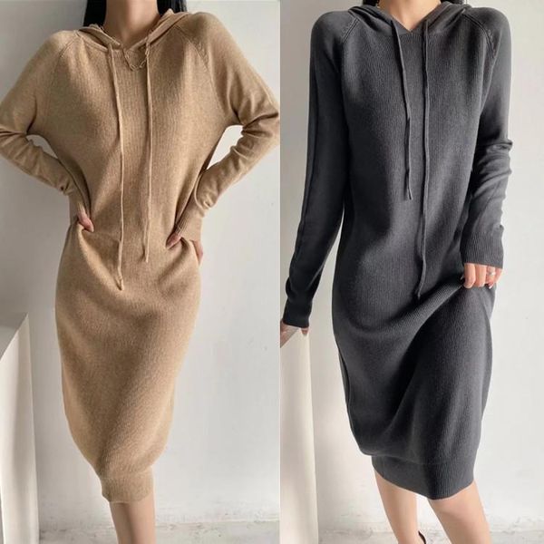 women's sweaters korean small slim hooded knitted dress with age reducing loose wool in autumn and winter, White;black
women's sweaters korean small slim hooded knitted dress with age reducing loose wool in autumn and winter, White;black