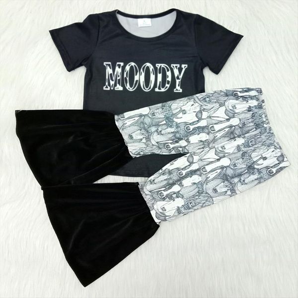 sell style girl outfit fashion letter printed with moody shirt and bell pants set toddler horse pattern clothes, White
sell style girl outfit fashion letter printed with moody shirt and bell pants set toddler horse pattern clothes, White