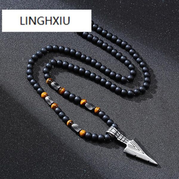 pendant necklaces men's triangular spearhead rosary beads long chain link geometric arrow necklace, Silver
pendant necklaces men's triangular spearhead rosary beads long chain link geometric arrow necklace, Silver