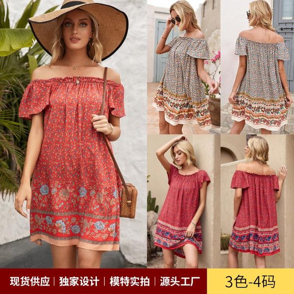 casual dresses dress women summer off shoulder strapless bohemia vacation brought floral clothes short sleeves vestidos gce6025, Black;gray
casual dresses dress women summer off shoulder strapless bohemia vacation brought floral clothes short sleeves vestidos gce6025, Black;gray