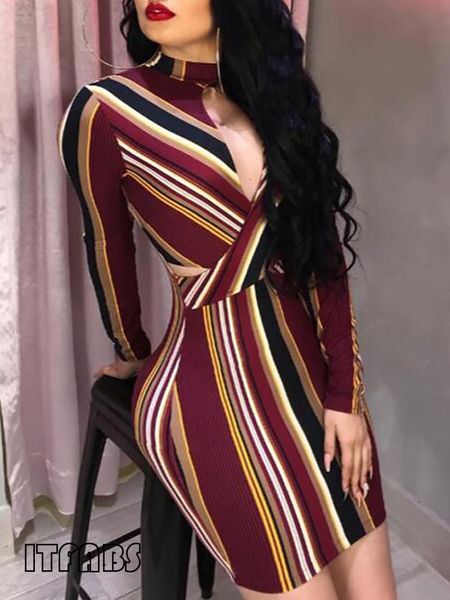 women striped package hip halter mini dress ladies hollow out back long sleeve bodycon spring autumn party wear casual dresses, Black;gray
women striped package hip halter mini dress ladies hollow out back long sleeve bodycon spring autumn party wear casual dresses, Black;gray