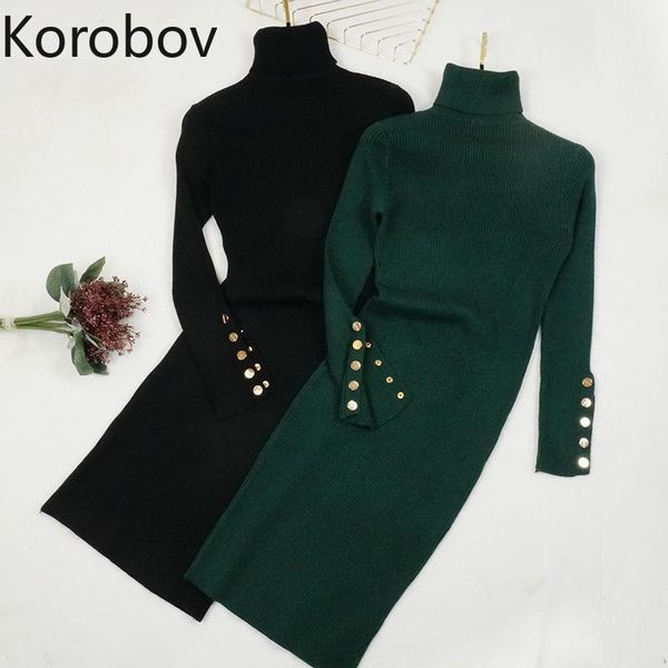 casual dresses korobov knitted dress autumn winter chic turtleneck long sleeve button bandage korean elegant ol robe femme, Black;gray
casual dresses korobov knitted dress autumn winter chic turtleneck long sleeve button bandage korean elegant ol robe femme, Black;gray