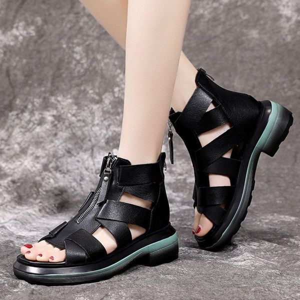 summer women ankle boots handmade leather hollow out female sandals wedge women's shoes soft bottom ladies, Black
summer women ankle boots handmade leather hollow out female sandals wedge women's shoes soft bottom ladies, Black