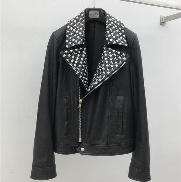 women's jackets women genuine leather jacket white five-pointed star zipper loose sheepskin biker veste en cuir n54l, Black;brown
women's jackets women genuine leather jacket white five-pointed star zipper loose sheepskin biker veste en cuir n54l, Black;brown