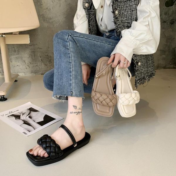 sandals 2021 summer women slippers braided two-wear flat candy color casual outdoor beach zapatos de mujer, Black
sandals 2021 summer women slippers braided two-wear flat candy color casual outdoor beach zapatos de mujer, Black