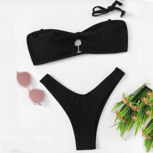 women's swimwear 2021 bikini set holow out solid push up beachwear female swimsuit swimming biquini swim suit, White;black
women's swimwear 2021 bikini set holow out solid push up beachwear female swimsuit swimming biquini swim suit, White;black