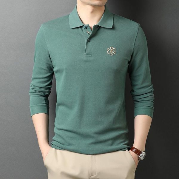 men's polos spring and autumn long sleeve t-shirt thin lapel shirt solid color leisure embroidery bottom coat men fashion, White;black
men's polos spring and autumn long sleeve t-shirt thin lapel shirt solid color leisure embroidery bottom coat men fashion, White;black