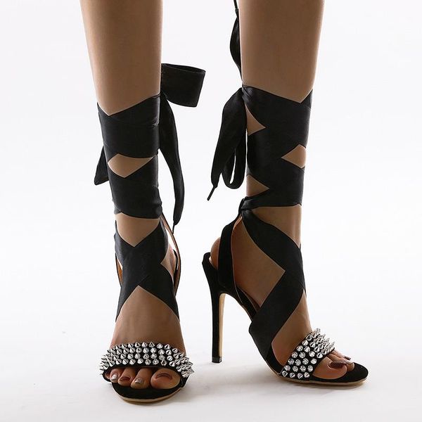 size 35-42 black sandals femme cross strappy high heels fashion rivet women summer party shoes
size 35-42 black sandals femme cross strappy high heels fashion rivet women summer party shoes