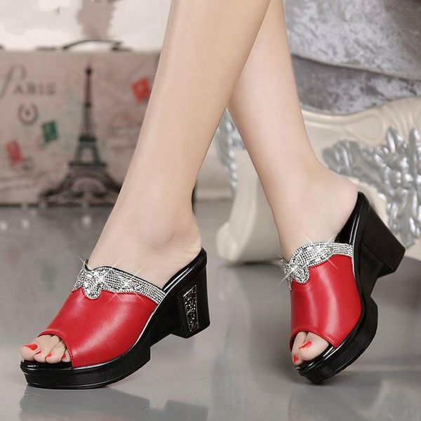 slippers summer women ladies shoes genuine leather wedges heels platform rhinestone peep toe fashion mature beach casual slides, Black
slippers summer women ladies shoes genuine leather wedges heels platform rhinestone peep toe fashion mature beach casual slides, Black