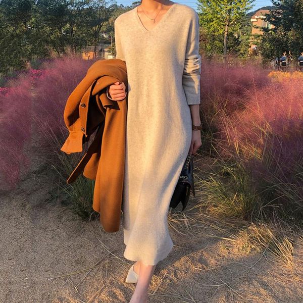 casual dresses 2021 winter loose straight knitted dress women v-neck sweater long sleeve pullovers, Black;gray
casual dresses 2021 winter loose straight knitted dress women v-neck sweater long sleeve pullovers, Black;gray