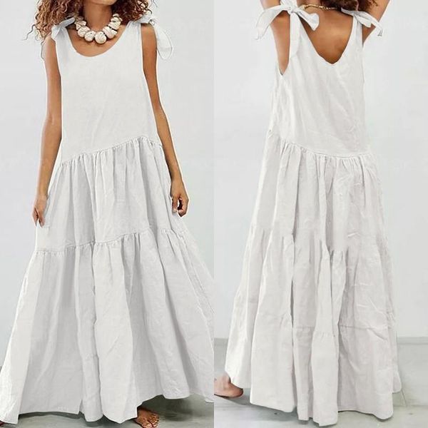 casual dresses plus size women's ruffle sundress zanzea 2021 stylish solid summer maxi dress lace up tank vestidos female robe femme, Black;gray
casual dresses plus size women's ruffle sundress zanzea 2021 stylish solid summer maxi dress lace up tank vestidos female robe femme, Black;gray