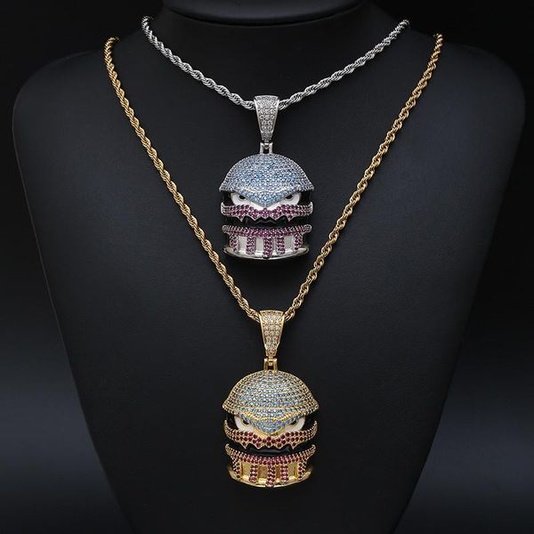 hip hop hamburger beast pendant pave cubic zircon necklace iced out designer crystal jewelry for men women gift necklaces, Silver
hip hop hamburger beast pendant pave cubic zircon necklace iced out designer crystal jewelry for men women gift necklaces, Silver