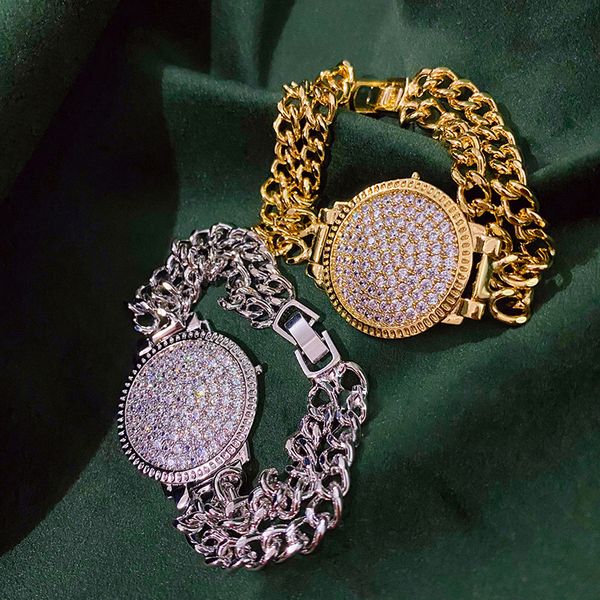 kimter fashion bling cuban link bracelet ctystal diamond round watch wristband bracelets hip hop jewelry for women men q298fz, Black
kimter fashion bling cuban link bracelet ctystal diamond round watch wristband bracelets hip hop jewelry for women men q298fz, Black