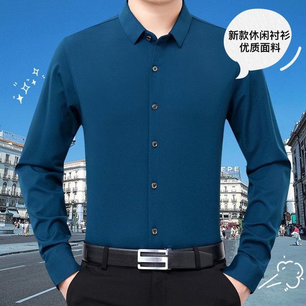 early spring casual shirt men's daily long sleeve large lapel cardigan dad's basic shirts, White;black
early spring casual shirt men's daily long sleeve large lapel cardigan dad's basic shirts, White;black
