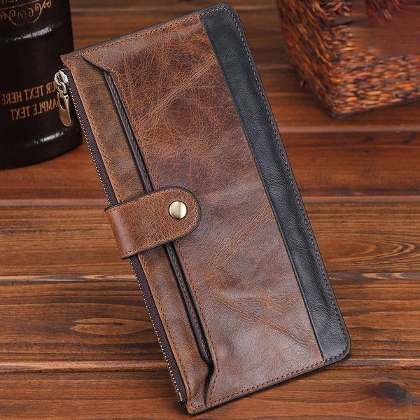 long genuine leather men clutch bag retro double fold wallet brown male money bags fashion purse bolso wallets, Red;black
long genuine leather men clutch bag retro double fold wallet brown male money bags fashion purse bolso wallets, Red;black