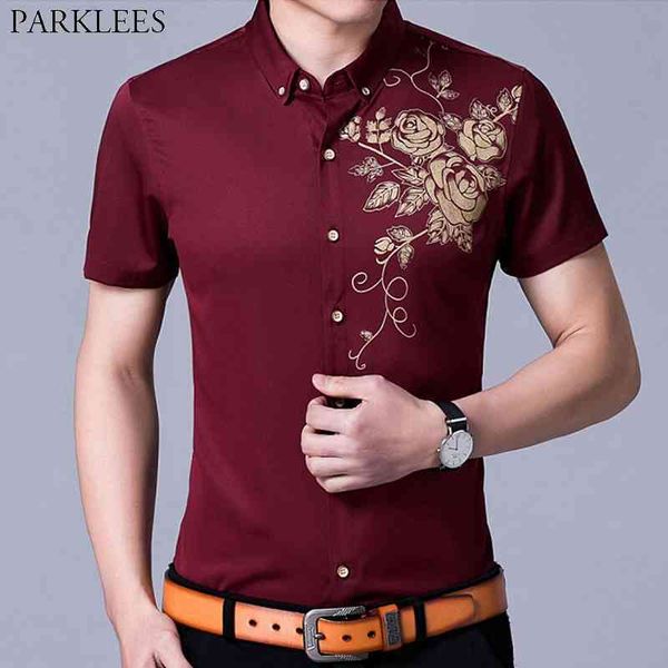 wine red button down mens dress shirts gold rose print slim fit shirt men casual short sleeve party banquet chemise homme 210522, White;black
wine red button down mens dress shirts gold rose print slim fit shirt men casual short sleeve party banquet chemise homme 210522, White;black
