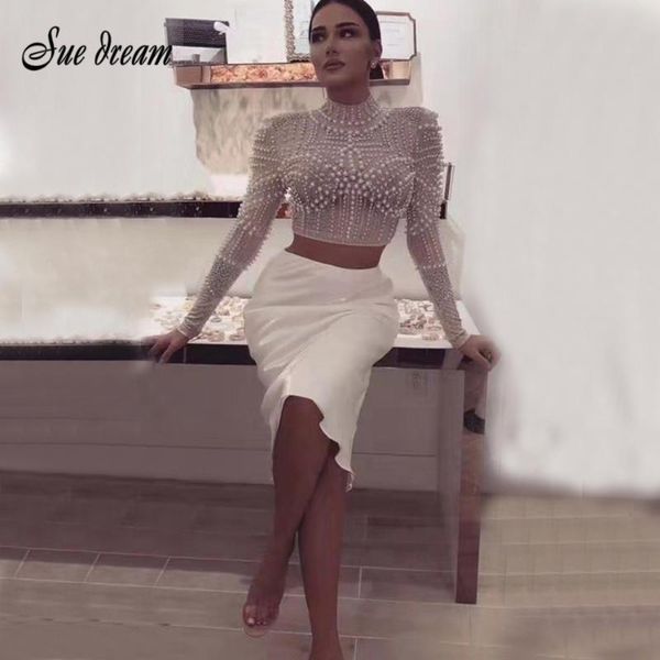 two piece dress 2021 spring women's 2 two-piece set mesh beaded o-neck long sleeve & split bandage skirt bodycon party, White
two piece dress 2021 spring women's 2 two-piece set mesh beaded o-neck long sleeve & split bandage skirt bodycon party, White