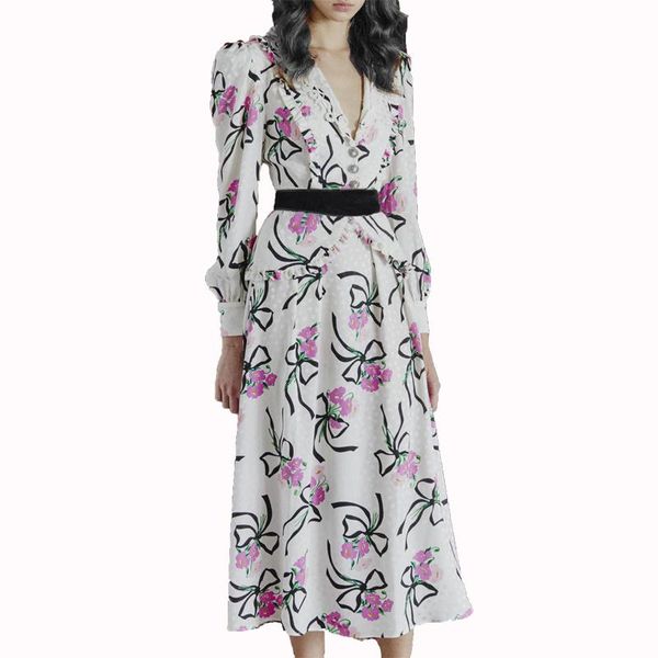 est 2021 fashion designer runway women's elegant turn-down collar long sleeve bow printed belt mid-calf dress casual dresses, Black;gray
est 2021 fashion designer runway women's elegant turn-down collar long sleeve bow printed belt mid-calf dress casual dresses, Black;gray