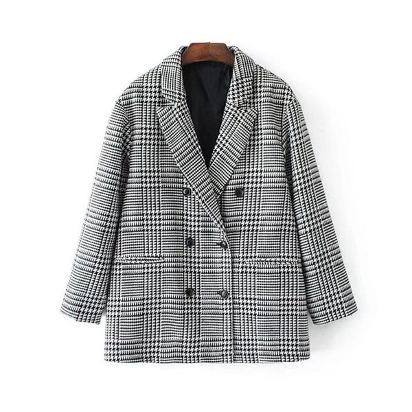 spring plaid check houndstooth women casual outwear double breasted ol workwear blazer female coat women's suits & blazers, White;black
spring plaid check houndstooth women casual outwear double breasted ol workwear blazer female coat women's suits & blazers, White;black