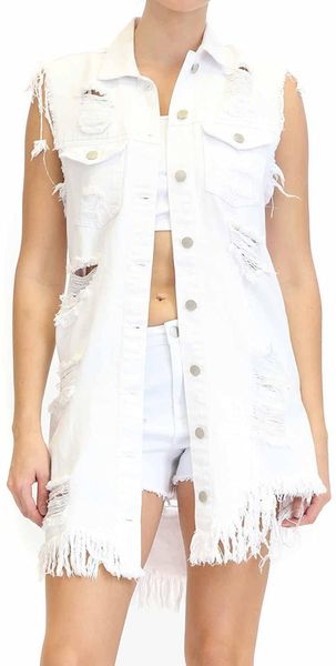 women's vests unique design sense of lapel sleeveless denim jacket fashion ripped distressed long plus size streetwear, Black;white
women's vests unique design sense of lapel sleeveless denim jacket fashion ripped distressed long plus size streetwear, Black;white