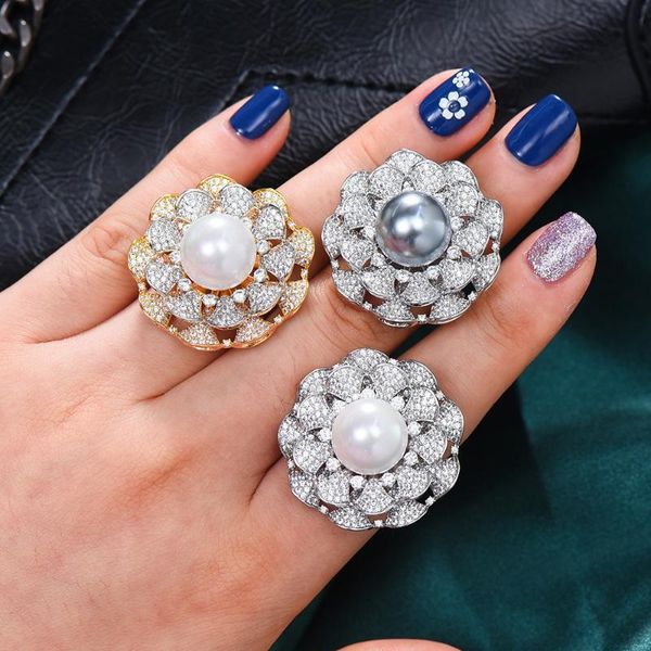 wedding rings missvikki gorgeous big flower pearl cubic zircon for women noble bridal party anniversary gift jewelry, Slivery;golden
wedding rings missvikki gorgeous big flower pearl cubic zircon for women noble bridal party anniversary gift jewelry, Slivery;golden