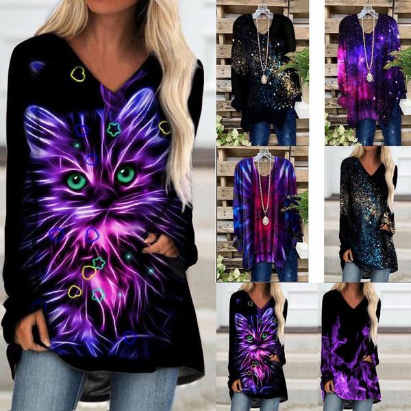 women's t-shirt print 3d cat for women casual loose pullover tunic 2021 autumn streetwear fashion v-neck long sleeve midi tee, White
women's t-shirt print 3d cat for women casual loose pullover tunic 2021 autumn streetwear fashion v-neck long sleeve midi tee, White