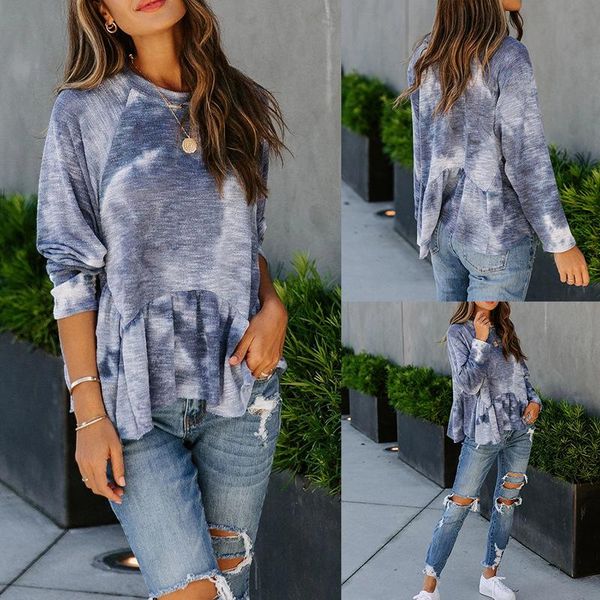 women's t-shirt women printed long sleeve irregular casual o-neck tshirts on autumn, White
women's t-shirt women printed long sleeve irregular casual o-neck tshirts on autumn, White